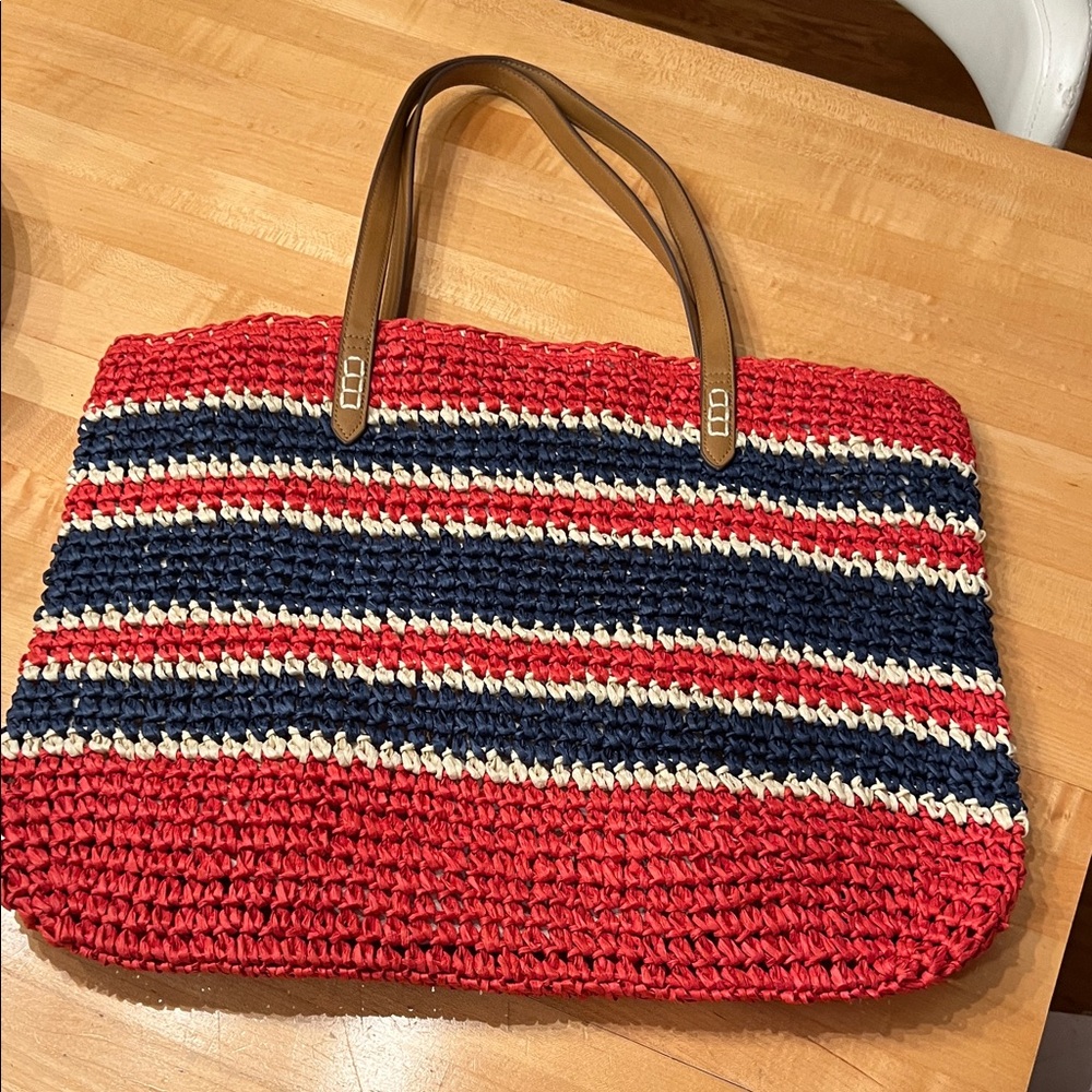 INC International Concepts Red and Navy Striped Tote